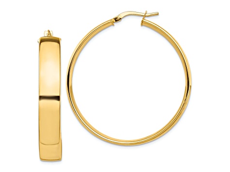 14k Yellow Gold 1 11/16" High Polished Hoop Earrings