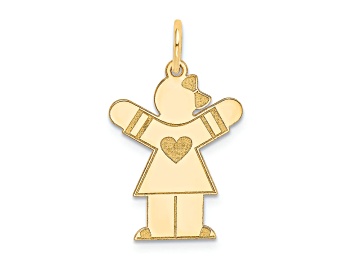 Picture of 14k Yellow Gold Satin Girl with Bow on Left Charm