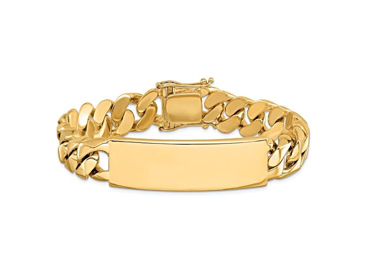 Huy Thanh 14K ゴールド ブレスレット 14k Yellow Gold and 14k White Gold Hand-polished Curb Link ID