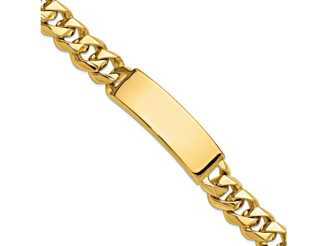 14k Yellow Gold and 14k White Gold Hand-polished Curb Link ID Bracelet