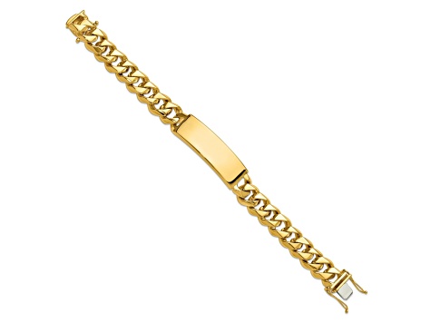 14k Yellow Gold and 14k White Gold Hand-polished Curb Link ID Bracelet