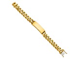 14k Yellow Gold and 14k White Gold Hand-polished Curb Link ID Bracelet