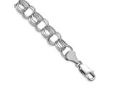 Rhodium Over 14k White Gold 8mm Diamond-Cut Triple Link Charm Bracelet