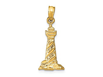 Picture of 14k Yellow Gold 3D Textured St. Augustine Lighthouse Pendant