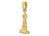 14k Yellow Gold 3D Textured St. Augustine Lighthouse Pendant
