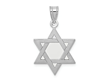 Picture of Rhodium Over 14k White Gold Satin Star of David Pendant