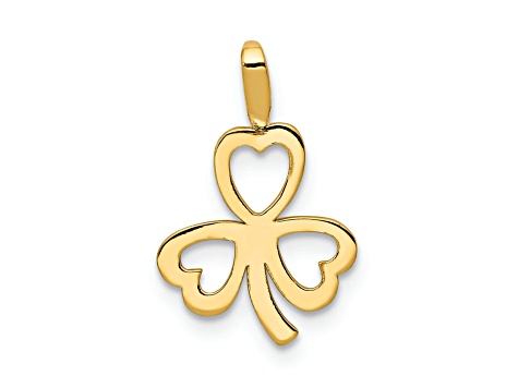 14k Yellow Gold Heart Clover Charm Pendant