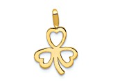 14k Yellow Gold Heart Clover Charm Pendant