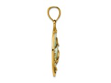 14k Yellow Gold Dolphins with Blue Enameled Pendant