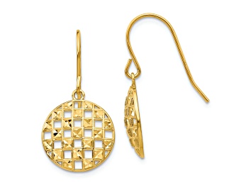 Picture of 14k Yellow Gold Diamond-Cut Circle Dangle Earrings