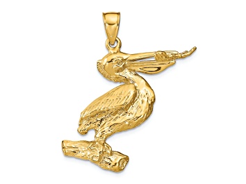 Picture of 14k Yellow Gold 3D Textured Pelican Pendant