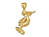 14k Yellow Gold 3D Textured Pelican Pendant