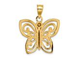 14k Yellow Gold and Rhodium Over 14k Yellow Gold Diamond-Cut Butterfly Charm