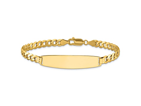 14k Yellow Gold Rounded Curb Link ID Bracelet - 11ZL5B | JTV