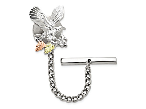 Rhodium Over Sterling Silver with 12K Gold Accents Eagle Pin/Tie Tac