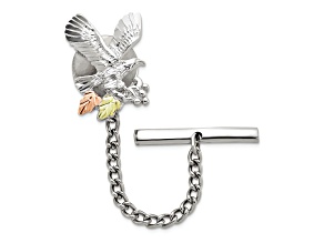 Rhodium Over Sterling Silver with 12K Gold Accents Eagle Pin/Tie Tac