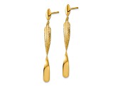 14K Yellow Gold Polished and Textured Post Dangle Earrings