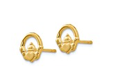 14k Yellow Gold Textured Claddagh 9.5mm Stud Earrings