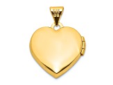 14K Yellow Gold with White Rhodium Crystal 16mm MOM Heart Locket Pendant