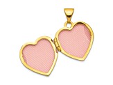 14K Yellow Gold with White Rhodium Crystal 16mm MOM Heart Locket Pendant