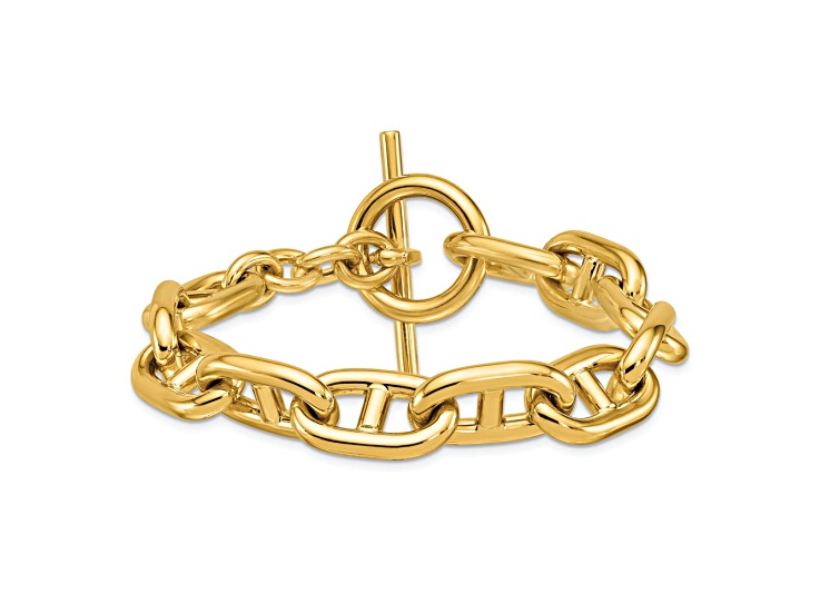 14K Yellow Gold Anchor Link 12.5mm 8.5 inch Toggle Bracelet