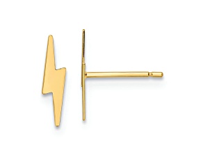14K Yellow Gold Polished Lightning Bolt Stud Earrings