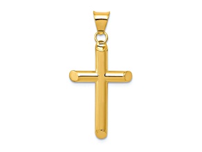 14k Yellow Gold 3D Polished Cross Pendant
