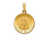 14K Yellow Gold Polished and Satin Caridad Del Cobre Medal Hollow Pendant