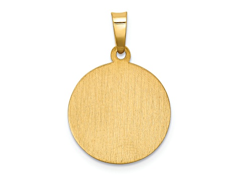 14K Yellow Gold Polished and Satin Caridad Del Cobre Medal Hollow Pendant