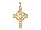 14K Yellow Gold Diamond-cut Celtic Cross Pendant