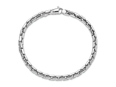 Rhodium Over 14K White Gold Polished Chain Bracelet