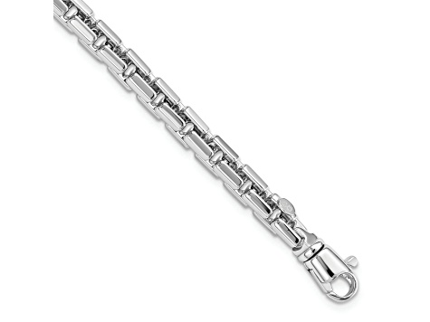 Rhodium Over 14K White Gold Polished Chain Bracelet