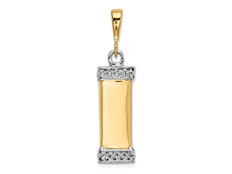 14k Yellow Gold and 14k White Gold 3D Mezuzah Pendant