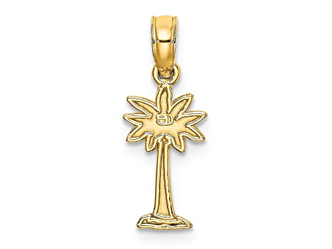 14k Yellow Gold 2D Textured Mini Palmetto Palm Tree Charm