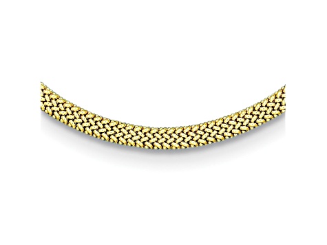 18K Yellow Gold 8mm Mesh 16-inch Omega Necklace