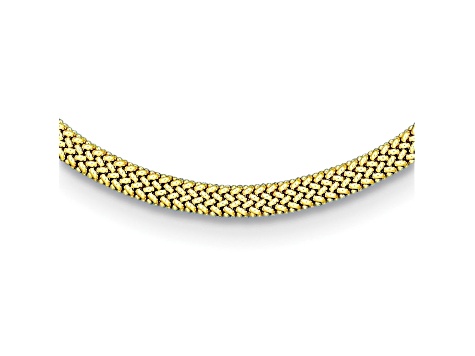 18K Yellow Gold 8mm Mesh 18-inch Omega Necklace