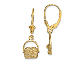 14k Yellow Gold Textured Nantucket Basket Dangle Earrings