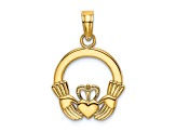 14K Yellow Gold Polished Round Claddagh Charm