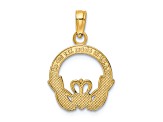 14K Yellow Gold Polished Round Claddagh Charm