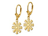 14K Yellow Gold Snowflake Leverback Earrings