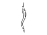 14k White Gold Solid Polished 3D Large Italian Horn Pendant
