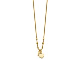 14K Yellow Gold Polished and Diamond-cut Lock and Heart Charm Necklace
