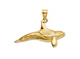14k Yellow Gold 3D Textured Killer Whale Charm