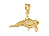 14k Yellow Gold 3D Textured Killer Whale Charm