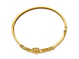 14k Yellow Gold 4mm Diamond-Cut Claddagh Hinged Bangle Bracelet