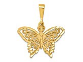 14k Yellow Gold Diamond-Cut and Brushed Butterfly Pendant