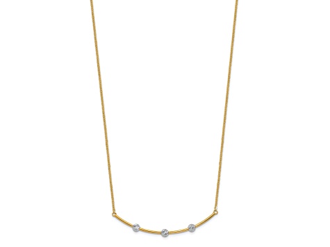 14K Two-tone Diamond-cut Bar Necklace