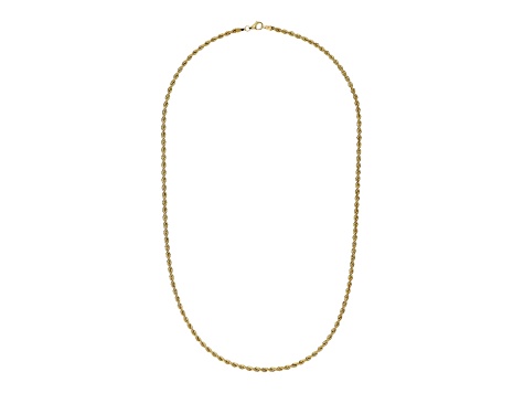 14K Yellow Gold 2.5 mm Diamond Cut Rope Chain 18 Inch Necklace