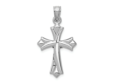 Rhodium Over 14K White Gold Reversible Crucifix Pendant