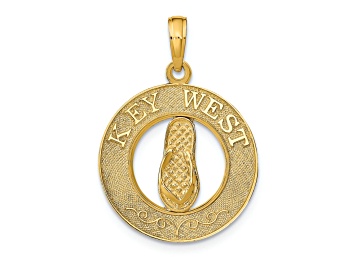 Picture of 14k Yellow Gold Textured Key West Flip Flop Pendant